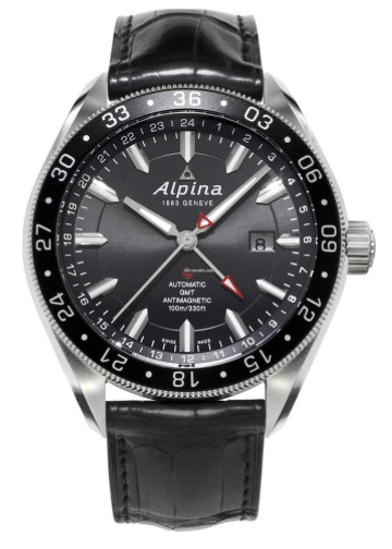 Alpiner 4 Automatic GMT - black dial leather band