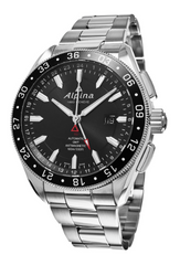 Alpiner 4 Automatic GMT - black dial stainless band