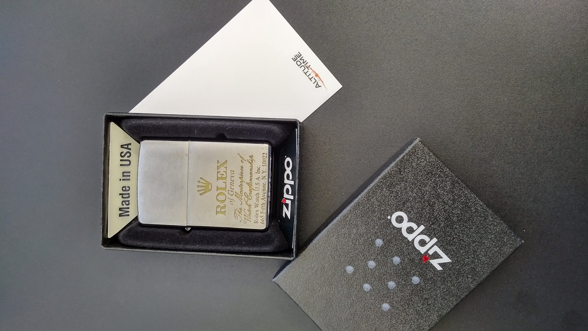 Zippo Rolex engraved lighter Altitude Time